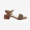 HOLY women's block heel sandal with woven beaded strap and ankle buckle