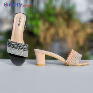 Holy Women’s Crystal Box Heel Sandals – Stylish Ladies Heel Shoes with Rhinestone Design