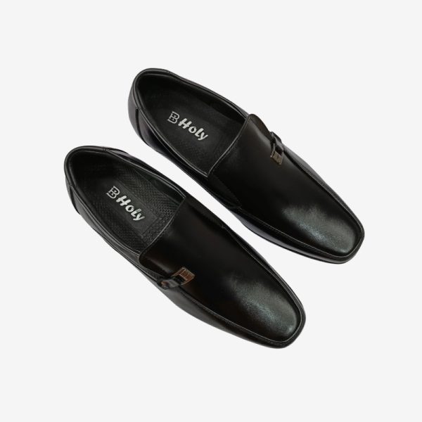 Men’s premium black formal leather loafer shoe by HOLY brand