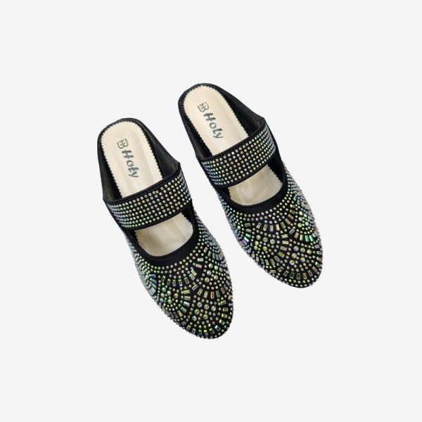 HOLY kids crystal mule sandal with supportive instep strap and cushioned footbed.