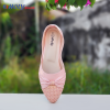 Women’s stylish flat shoes in pink and black with bow and crystal design