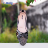 Women’s stylish flat shoes in pink and black with bow and crystal design