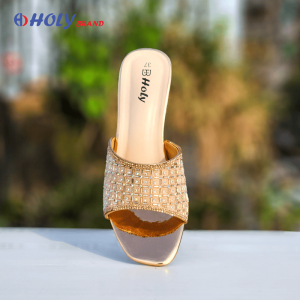 Holy Brand ক্রিস্টাল হিল স্যান্ডেল গোল্ডেন ও অফ-হোয়াইট – ঢাকা