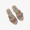Women’s slip-on heel sandal with bow and glitter