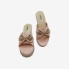 Women’s slip-on heel sandal with bow and glitter