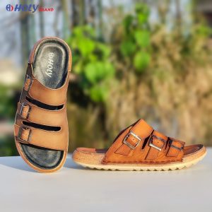 Holy Leather Buckle Sandal – durable men’s leather sandal with triple straps for daily & outdoor wear in Dhaka