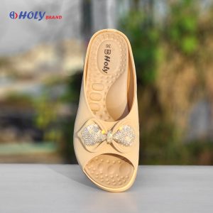 Holy women’s fancy sandal with glitter bow – stylish daily wear slip-on in Bangladesh