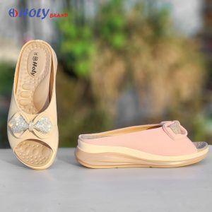 Holy women’s fancy sandal with glitter bow – stylish daily wear slip-on in Bangladesh