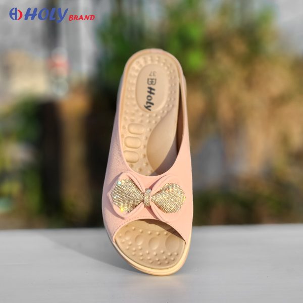 Holy women’s fancy sandal with glitter bow – stylish daily wear slip-on in Bangladesh