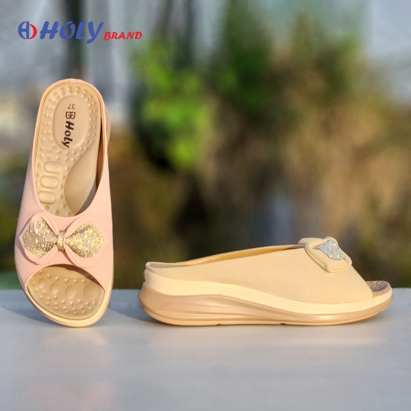 Holy women’s fancy sandal with glitter bow – stylish daily wear slip-on in Bangladesh