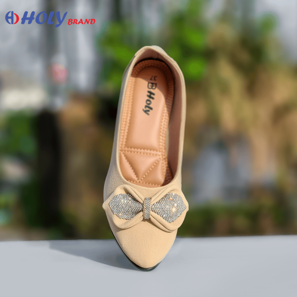 Holy Women’s Bow Flat Shoes with Golden Bow Design – Stylish Comfortable Ladies Footwear