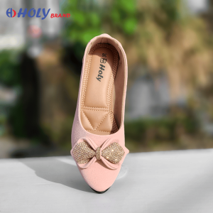 Holy Women’s Bow Flat Shoes with Golden Bow Design – Stylish Comfortable Ladies Footwear