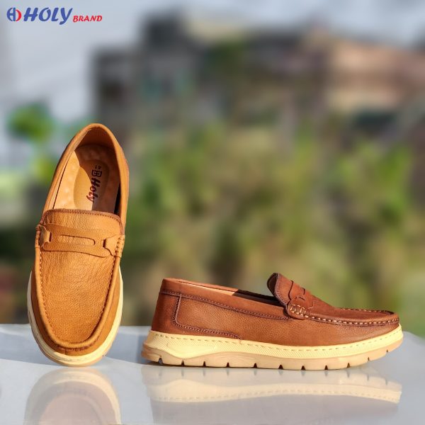Holy Brand Men’s Premium Brown Leather Loafer Shoe – Stylish and Comfortable in Bangladesh
