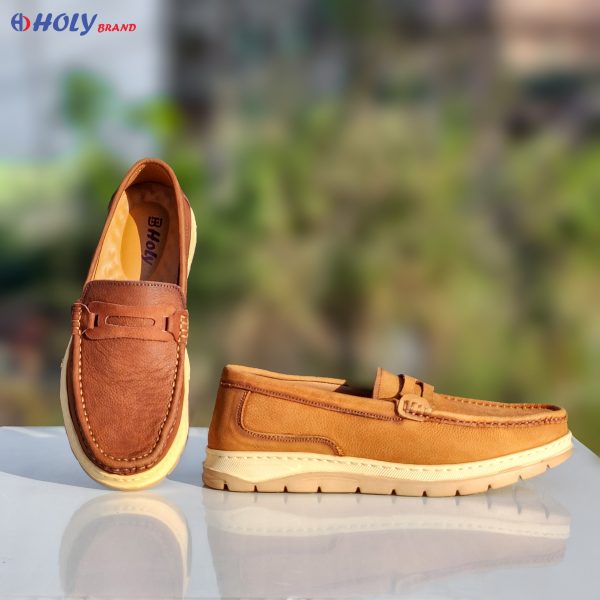 Holy Brand Men’s Premium Brown Leather Loafer Shoe – Stylish and Comfortable in Bangladesh